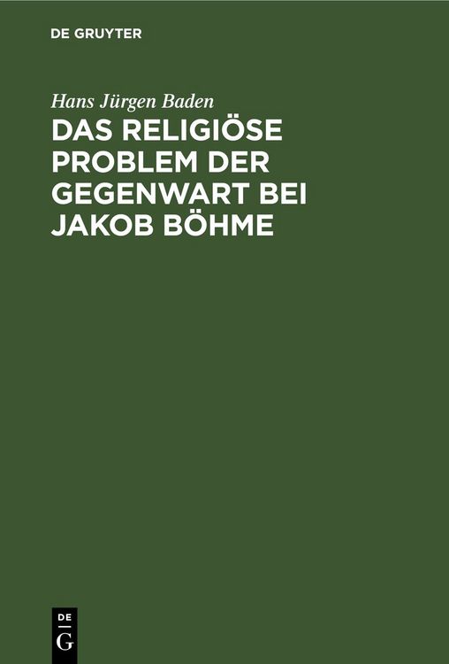 Produktbild: Das religi&ouml;se Problem der Gegenwart bei Jakob B&ouml;hme