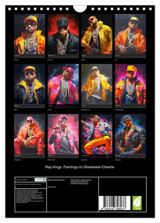 Produktbild: Rap Kings. Paintings im Streetwear-Charme (Wandkalender 2026 DIN A4 hoch), CALVENDO Monatskalender