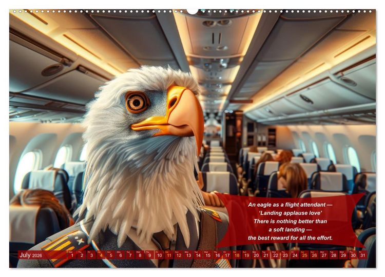 Produktbild: Funny animals as flight attendants (High Quality Premium Wall Calendar 2026 DIN A2 landscape),CALVENDO 12 Month Wall Calendar