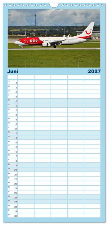 Produktbild: Familienplaner 2027 - Ein Jahr in der Welt der Luftfahrt mit 5 Spalten (Wandkalender, 21 x 45 cm) CALVENDO