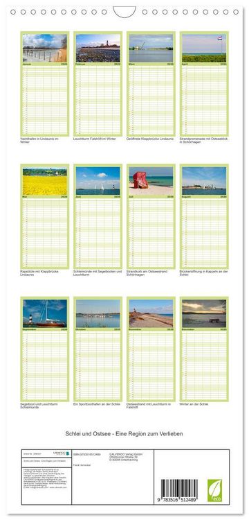 Produktbild: Familienplaner 2026 - Schlei und Ostsee - Eine Region zum Verlieben mit 5 Spalten (Wandkalender, 21 x 45 cm) CALVENDO