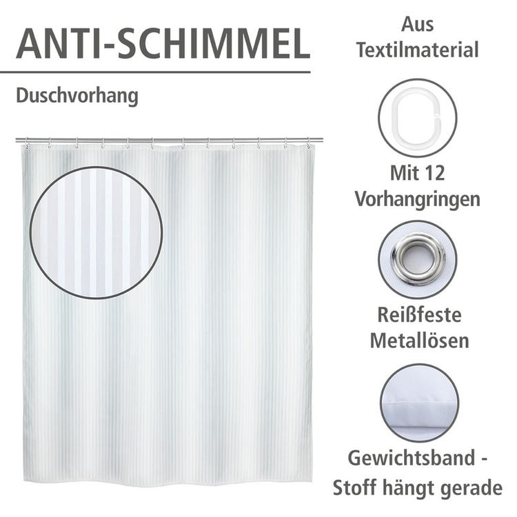 Produktbild: Anti-Schimmel Duschvorhang Mod. Palais, Textil (Polyester), 180 x 200 cm, waschbar