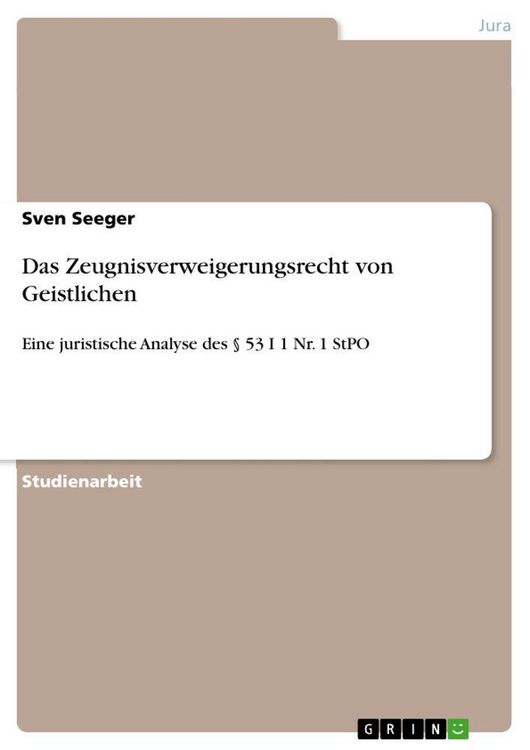 Produktbild: Das Zeugnisverweigerungsrecht von Geistlichen