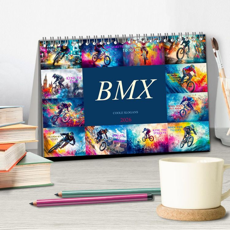 Produktbild: BMX - Coole Slogans (Tischkalender 2026 DIN A5 quer), CALVENDO Monatskalender