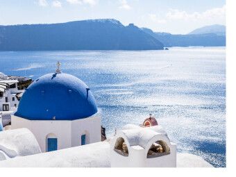 Produktbild: CALVENDO Puzzle Oia - Kirche und Krater auf Santorin | 1000 Teile Lege-Gr&ouml;&szlig;e 64x48cm Foto-Puzzle f&uuml;r gl&uuml;ckliche Stunden