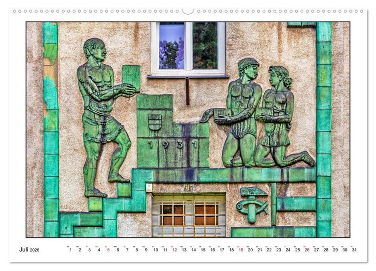 Produktbild: Fassadenkunst im Roten Wien (Wandkalender 2026 DIN A2 quer), CALVENDO Monatskalender