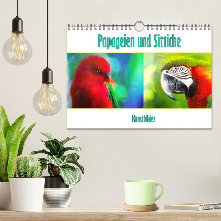 Produktbild: Papageien und Sittiche - Kunstbilder (Wandkalender 2026 DIN A4 quer), CALVENDO Monatskalender