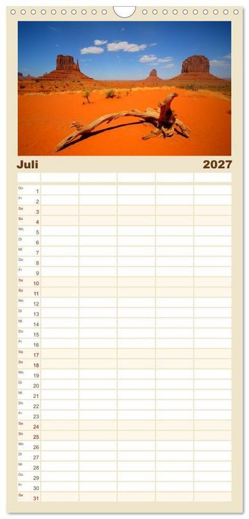 Produktbild: Familienplaner 2027 - Naturwunder und Nationalparks der amerikanischen Westk&uuml;ste mit 5 Spalten (Wandkalender, 21 x 45 cm) CALVENDO