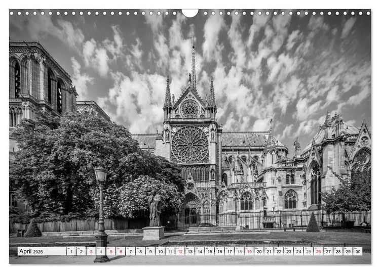 Produktbild: PARIS Monochrome Impressionen (Wandkalender 2026 DIN A3 quer), CALVENDO Monatskalender