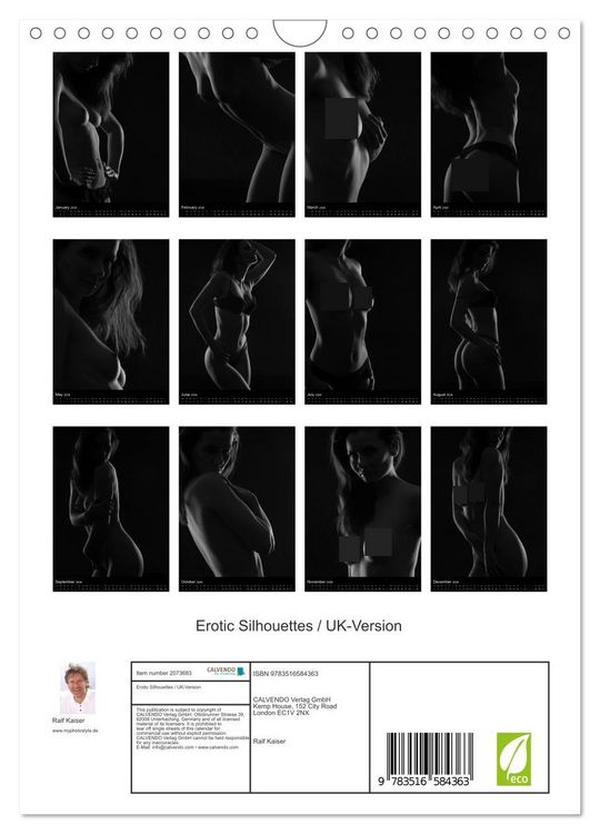 Produktbild: Erotic Silhouettes / UK-Version (Wall Calendar 2026 DIN A4 portrait), CALVENDO 12 Month Wall Calendar