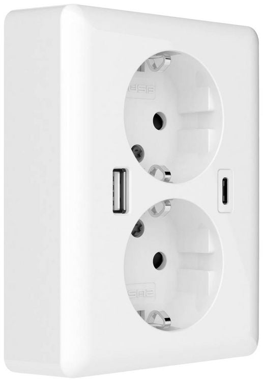 Produktbild: 2USB 2U-449221 Unterputz-Dose mit USB-C&reg;, mit USB-Ladeausgang Wei&szlig; (gl&auml;nzend)