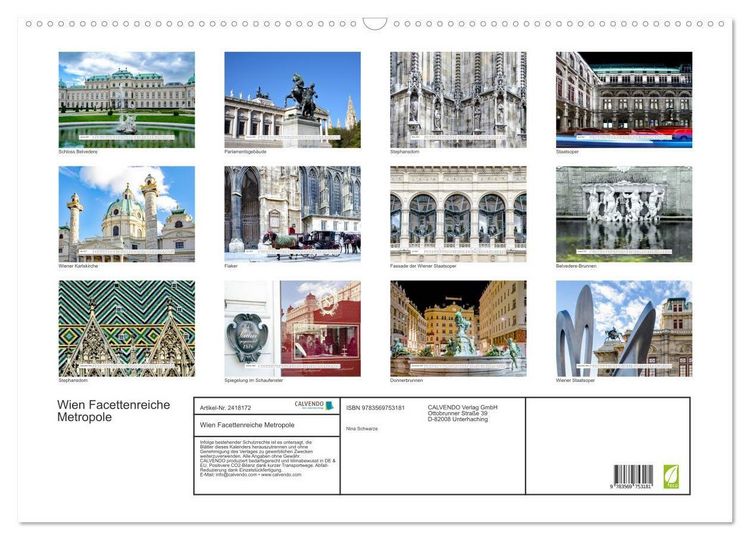 Produktbild: Wien Facettenreiche Metropole (Wandkalender 2027 DIN A2 quer), CALVENDO Monatskalender