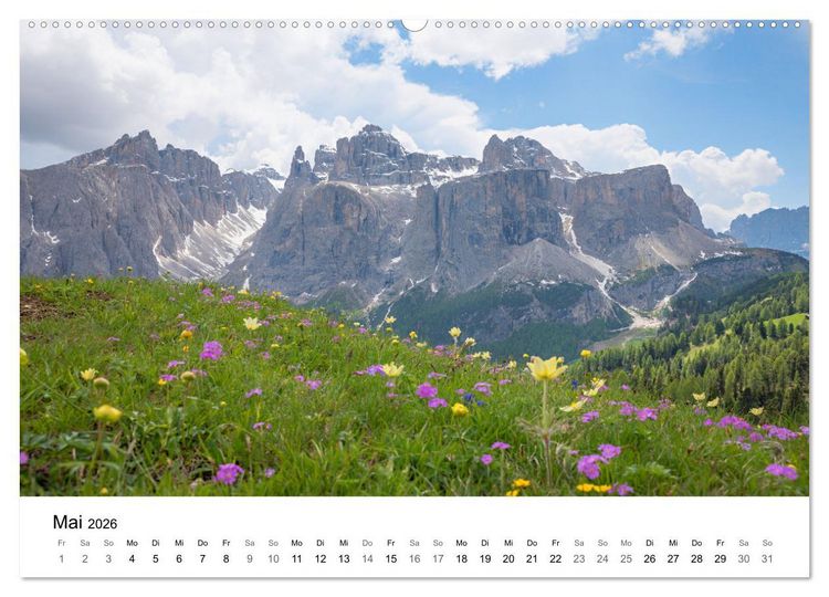 Produktbild: Wanderziele S&uuml;dtiroler Dolomiten - Region Gadertal und Buchenstein (hochwertiger Premium Wandkalender 2026 DIN A2 quer), Kunstdruck in Hochglanz