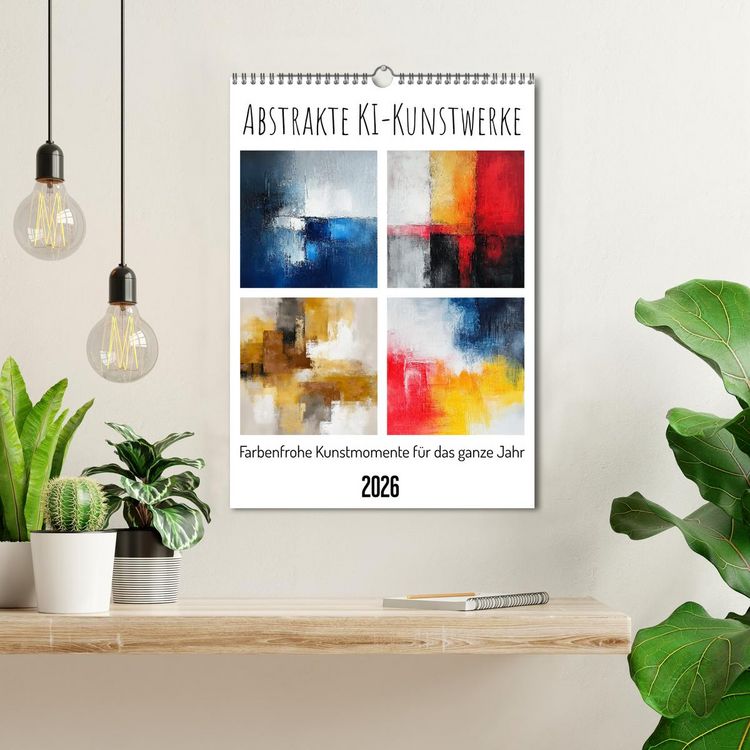 Produktbild: Abstrakte KI-Kunstwerke - Farbenfrohe Kunstmomente f&uuml;r das ganze Jahr (Wandkalender 2026 DIN A3 hoch), CALVENDO Monatskalender