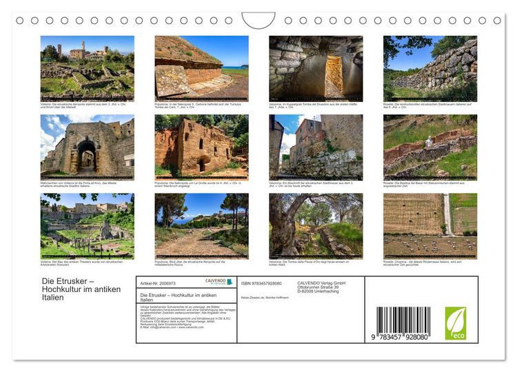Produktbild: Die Etrusker &ndash; Hochkultur im antiken Italien (Wandkalender 2026 DIN A4 quer), CALVENDO Monatskalender