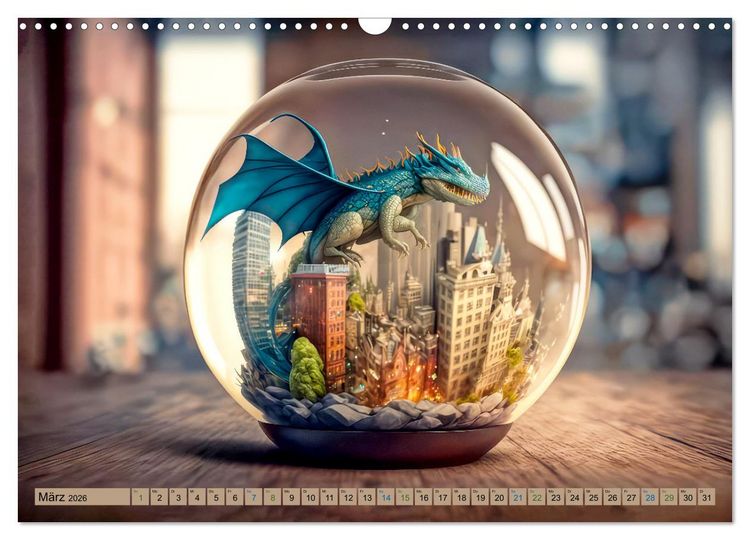 Produktbild: Miniaturwelt in der Glaskugel (Wandkalender 2026 DIN A3 quer), CALVENDO Monatskalender
