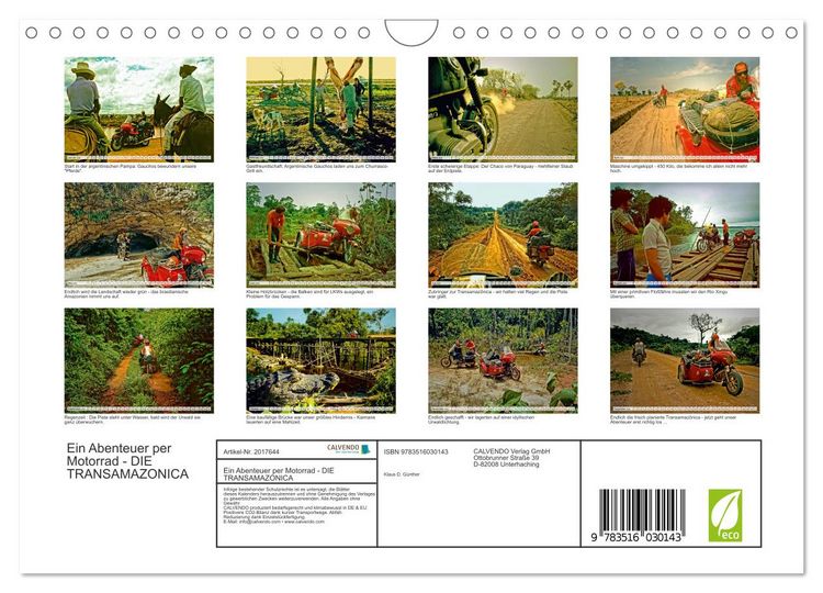 Produktbild: Ein Abenteuer per Motorrad - DIE TRANSAMAZONICA (Wandkalender 2026 DIN A4 quer), CALVENDO Monatskalender