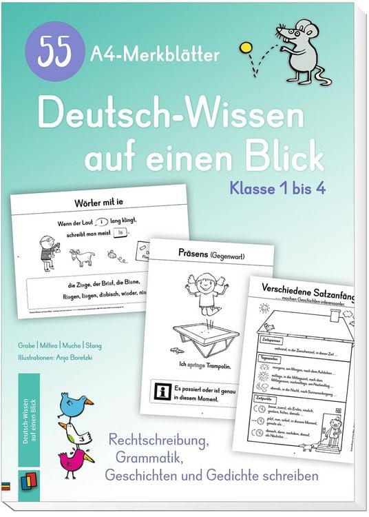 Produktbild: 55 A4-Merkbl&auml;tter Deutsch-Wissen auf einen Blick &ndash; Klasse 1 bis 4