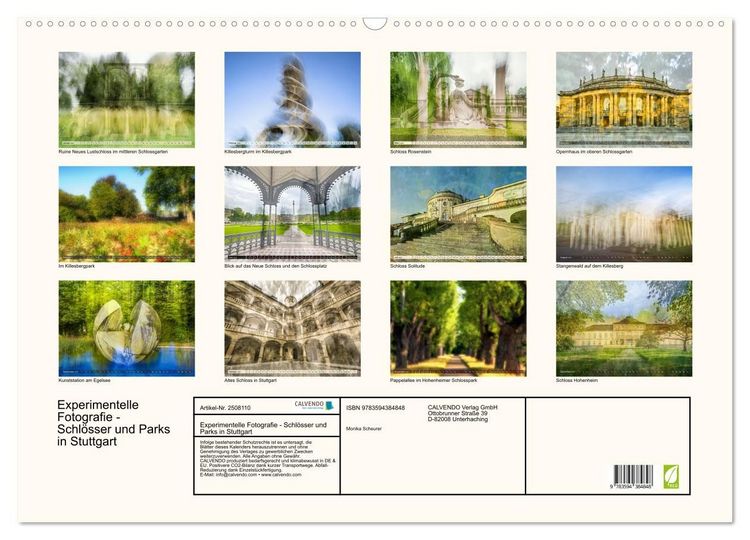 Produktbild: Experimentelle Fotografie - Schl&ouml;sser und Parks in Stuttgart (Wandkalender 2027 DIN A2 quer), CALVENDO Monatskalender