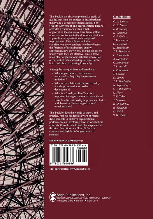 Produktbild: Quality Movement and Organization Theory