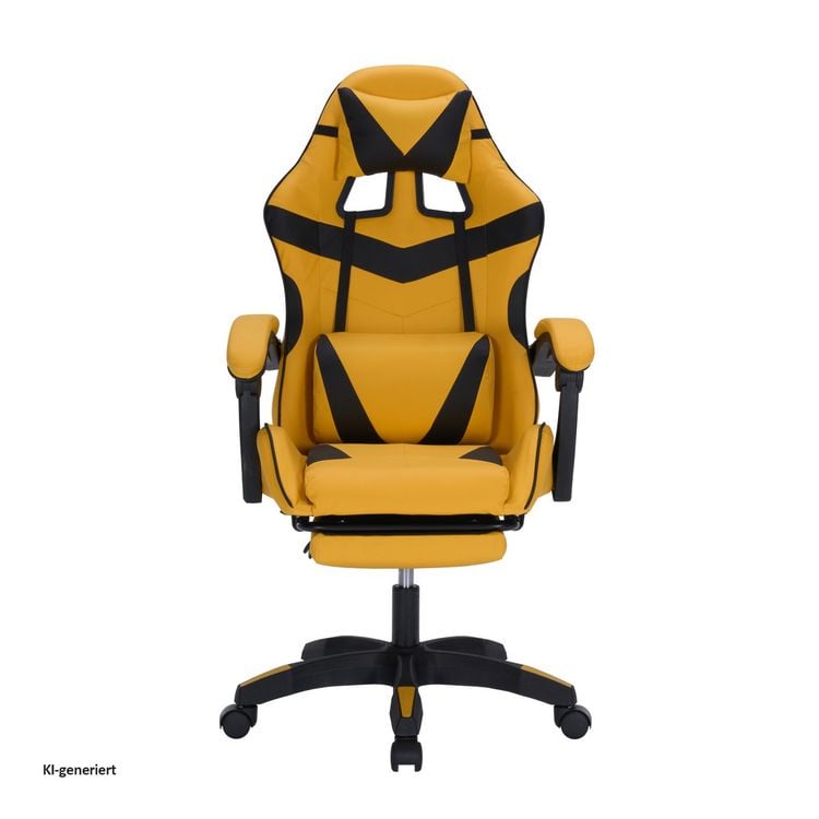 Produktbild: HTI-Living Ergonomischer Gaming Stuhl mit Fu&szlig;st&uuml;tze Racing-Design in Gelb-Schwarz