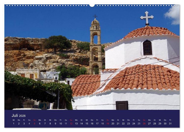 Produktbild: Rhodos mit Lindos und Symi (hochwertiger Premium Wandkalender 2026 DIN A2 quer), Kunstdruck in Hochglanz