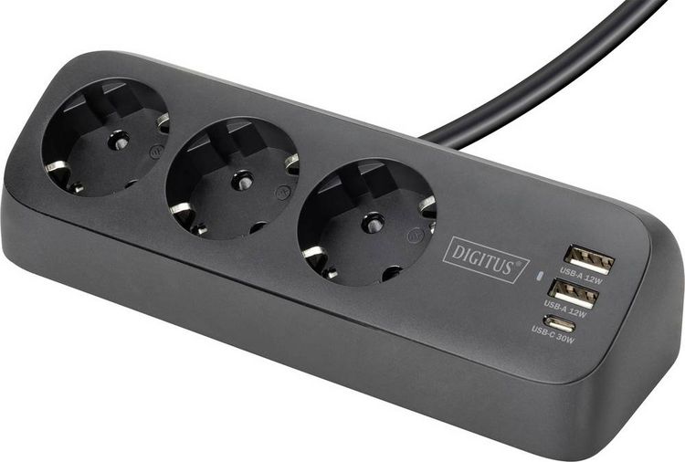 Produktbild: Digitus DA-70625 Tischsteckdose Schwarz Schutzkontakt 1St.