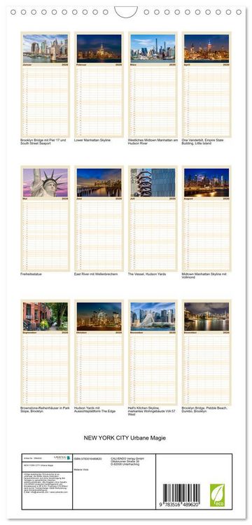 Produktbild: Familienplaner 2026 - NEW YORK CITY Urbane Magie mit 5 Spalten (Wandkalender, 21 x 45 cm) CALVENDO