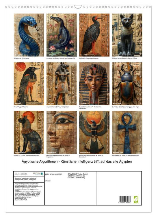 Produktbild: &Auml;gyptische Algorithmen - K&uuml;nstliche Intelligenz trifft auf das alte &Auml;gypten (Wandkalender 2026 DIN A2 hoch), CALVENDO Monatskalender