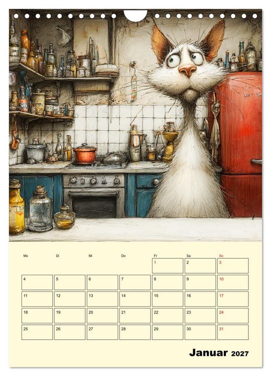 Produktbild: Schr&auml;ge Charaktere. Eigenwillige Katzen-Cartoons (Wandkalender 2027 DIN A4 hoch), CALVENDO Monatskalender