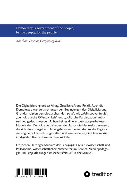 Produktbild: Digitalisierung als Herausforderung f&uuml;r die Demokratie