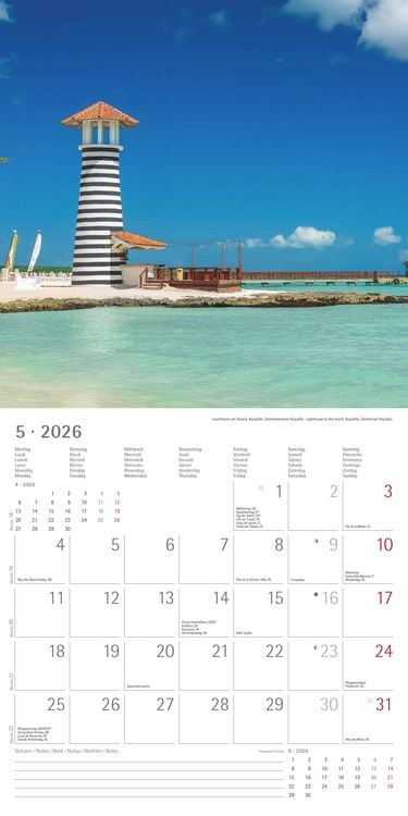 Produktbild: Leuchttürme 2026 - Broschürenkalender 30x30 cm (30x60 geöffnet) - Kalender mit Platz für Notizen - Wandkalender - Wandplaner - Leuchtturmkalender