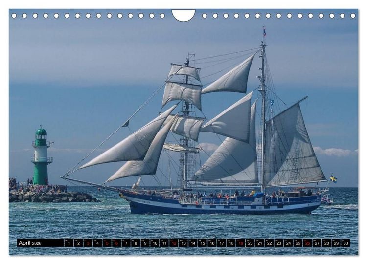 Produktbild: Segelschiffe vor Warnem&uuml;nde (Wandkalender 2026 DIN A4 quer), CALVENDO Monatskalender