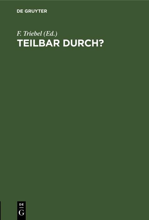 Produktbild: Teilbar durch?