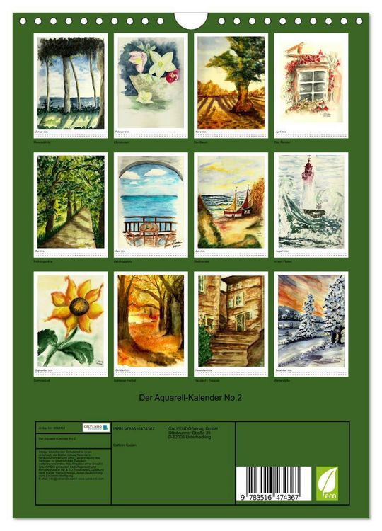 Produktbild: Der Aquarell-Kalender No.2 (Wandkalender 2026 DIN A4 hoch), CALVENDO Monatskalender
