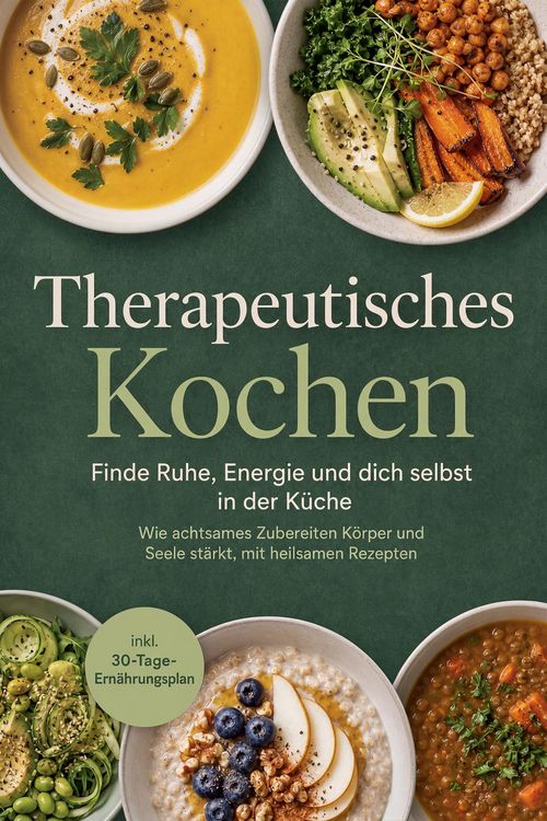 Produktbild: Therapeutisches Kochen: Finde Ruhe, Energie und dich selbst in der K&uuml;che - Wie achtsames Zubereiten K&ouml;rper und Seele st&auml;rkt, mit heilsamen Rezepten &