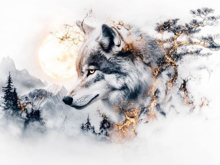 Produktbild: CALVENDO Puzzle Im Schatten des Mondlichts erwacht der Wolf zum Leben | 1000 Teile Lege-Gr&ouml;&szlig;e 64x48cm Foto-Puzzle f&uuml;r gl&uuml;ckliche Stunden