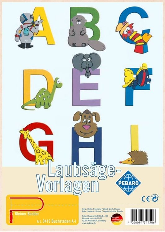 Produktbild: PEBARO 341S - Laubs&auml;gevorlage Buchstaben A - I, 1 Platte, Gr&ouml;&szlig;e DIN A4