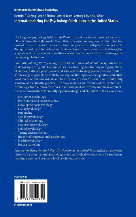 Produktbild: Internationalizing the Psychology Curriculum in the United States