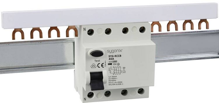 Produktbild: Sygonix SY-6438018 SYG-RCCB 3P+N/A40/10kA/30mA Fehlerstrom-Schutzschalter A 4polig 40 A 0.03 A 400 V/AC