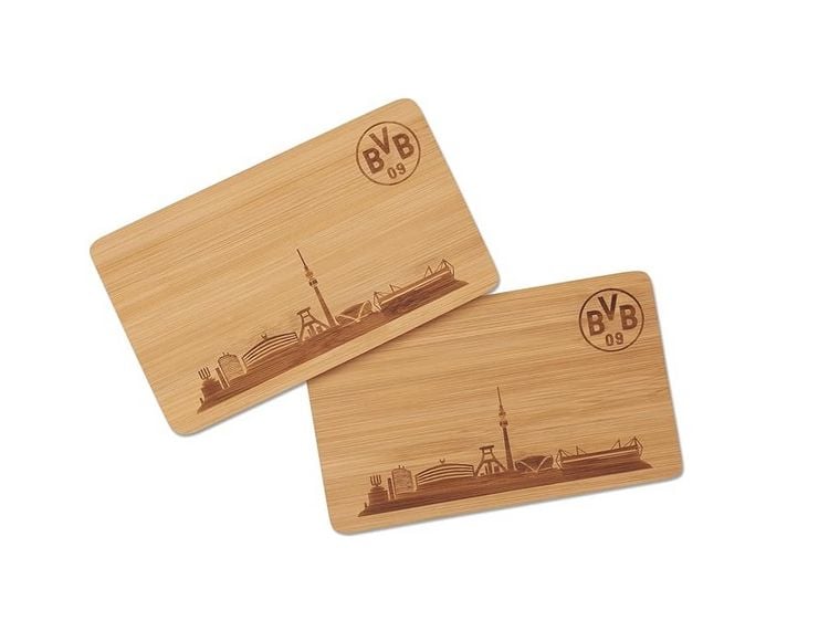Produktbild: BVB Borussia Dortmund - Fr&uuml;hst&uuml;cksbrettchen aus Holz, 2er Set