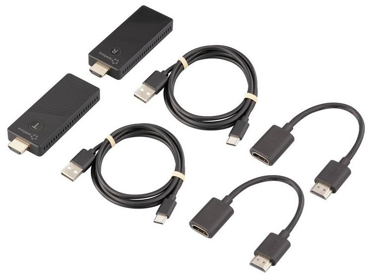 Produktbild: Renkforce RF-HDMID-500 HDMI-Funk&uuml;bertragung (Set) 30 m 5.8 GHz 3840 x 2160 Pixel Sichere Funk&uuml;bertragung