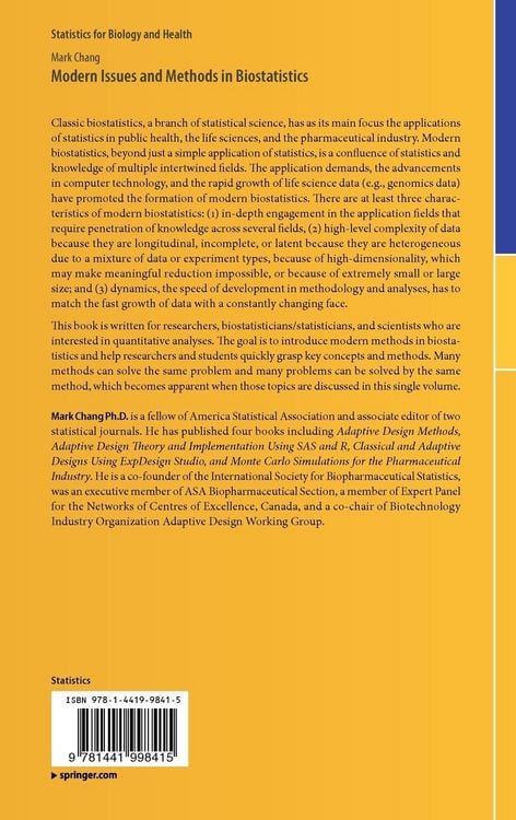 Produktbild: Modern Issues and Methods in Biostatistics