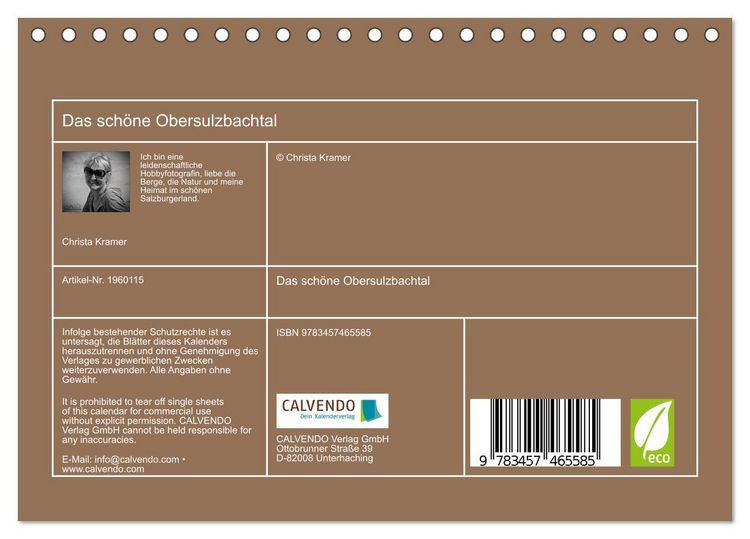 Produktbild: Das sch&ouml;ne Obersulzbachtal (Tischkalender 2026 DIN A5 quer), CALVENDO Monatskalender