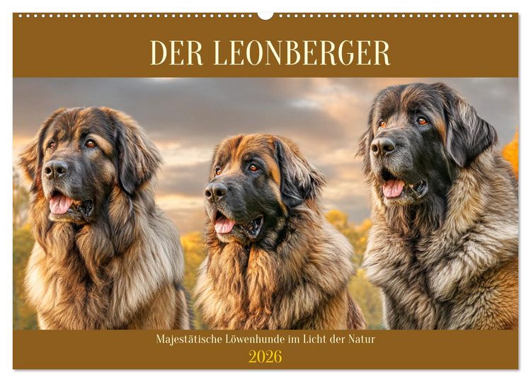 Produktbild: Der Leonberger. Majest&auml;tische L&ouml;wenhunde im Licht der Natur (Wandkalender 2026 DIN A2 quer), CALVENDO Monatskalender