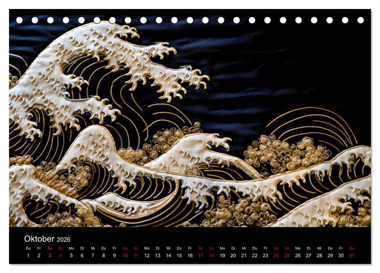 Produktbild: Japanische Stickerei - Hommage an die &Auml;sthetik des Landes (Tischkalender 2026 DIN A5 quer), CALVENDO Monatskalender