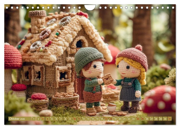 Produktbild: Amigurumi M&auml;rchenstunde nach den Gebr&uuml;dern Grimm (Wandkalender 2026 DIN A4 quer), CALVENDO Monatskalender