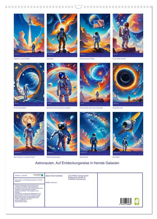 Produktbild: Astronauten. Auf Entdeckungsreise in fremde Galaxien (Wandkalender 2026 DIN A2 hoch), CALVENDO Monatskalender
