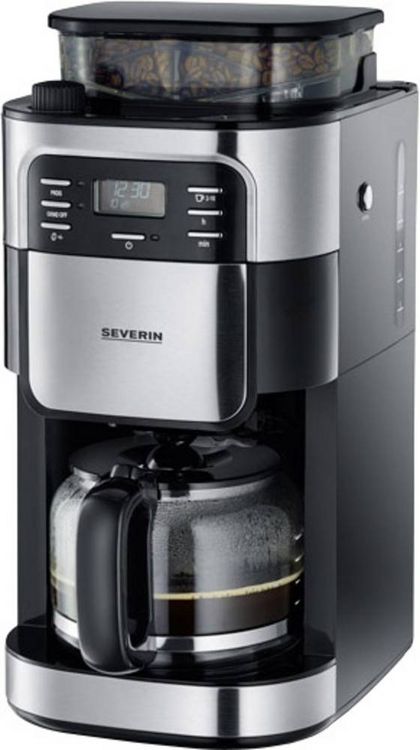 Produktbild: Severin KA 4810 Kaffeemaschine Edelstahl (geb&uuml;rstet), Schwarz Fassungsverm&ouml;gen Tassen=10 mit Mahlwerk, Timerfunktion