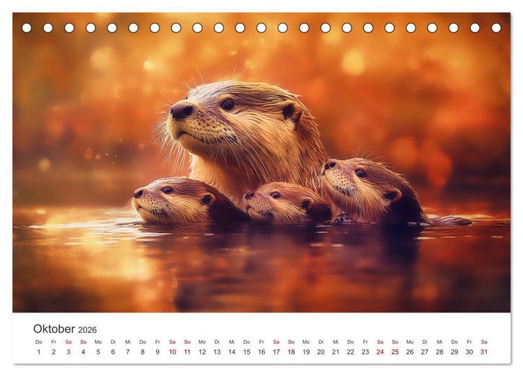 Produktbild: W&auml;chter des Flusses - Ein Jahr mit Fischottern (Tischkalender 2026 DIN A5 quer), CALVENDO Monatskalender